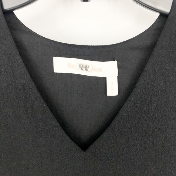 SEE BY CHLOE Women's Top Size 34 US 2 Black V-Neck Studded Peplum High/Low - Picture 11 of 13